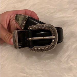 Vintage 1994 Brighton Leather Western Silver Belt